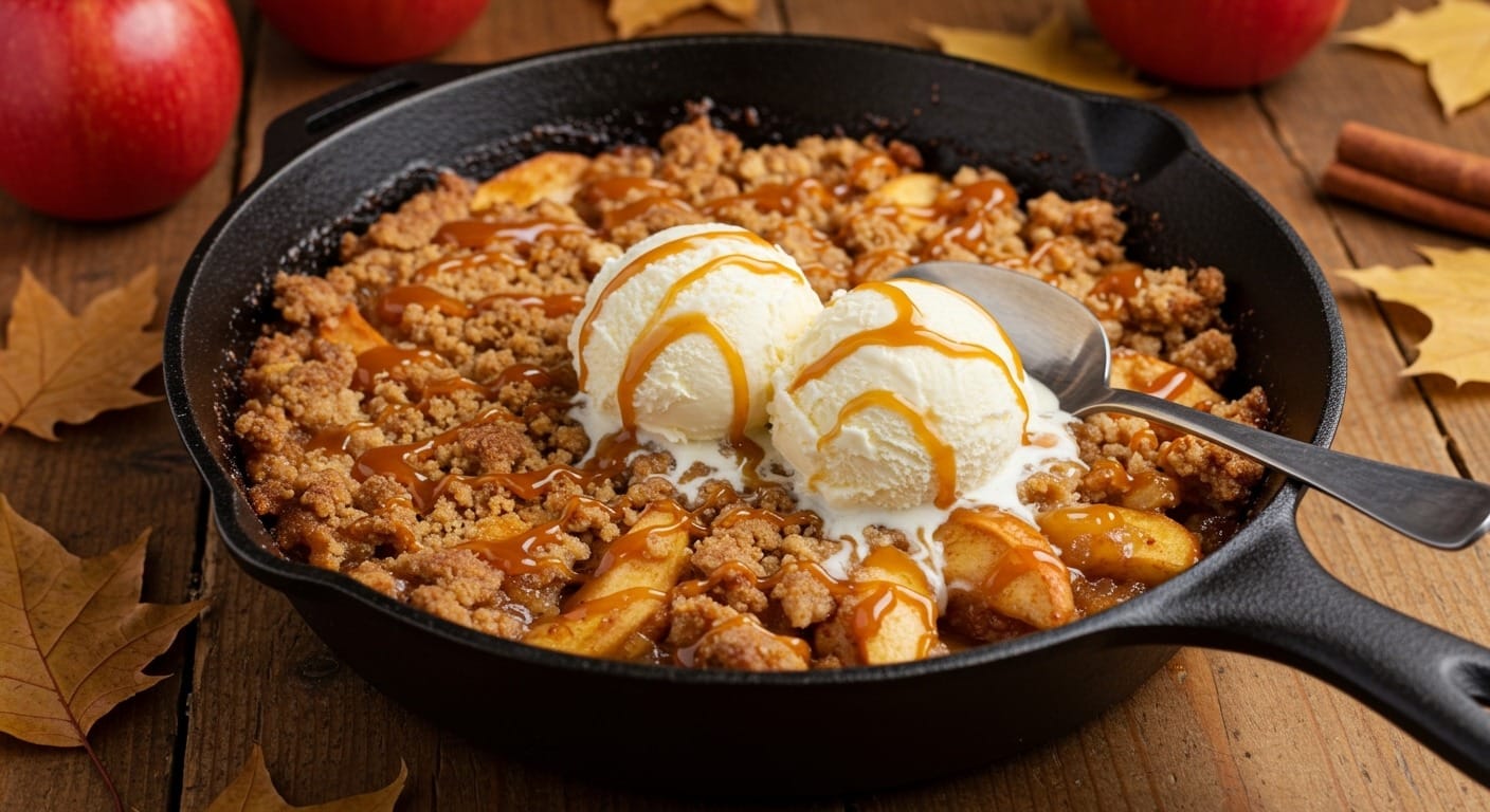 Cozy Caramel Apple Crumble Skillet – Perfect for Fall